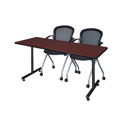 Kobe Rectangle Tables > Training Tables > Kobe Training Table & Chair Sets, 60 W, 24 L, 29 H, Mahogany MKTRCT6024MH23BK